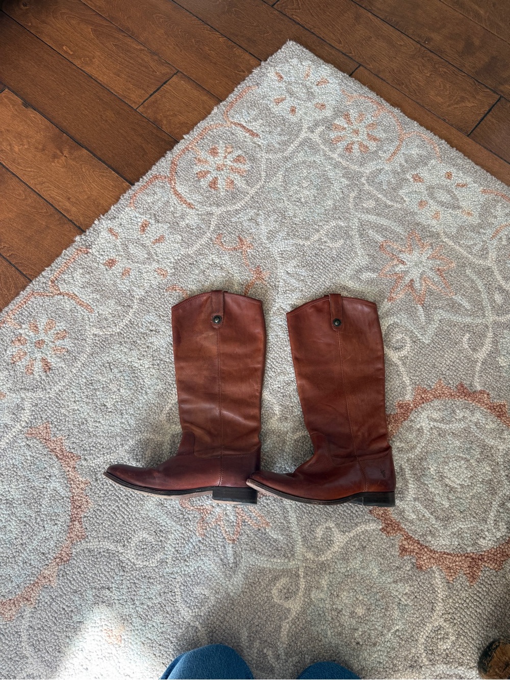 Frye Chestnut Brown Leather Mid-Calf Riding Boots